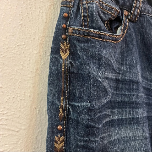Cowgirl Tuff Women's Boot Cut Jeans - Blue with Gold Accents - Picture 9 of 11